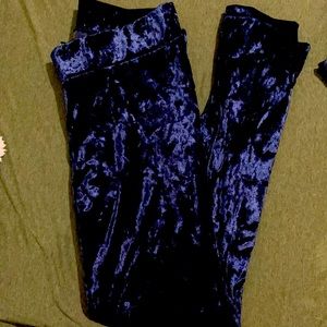 Blue suede Leggings
